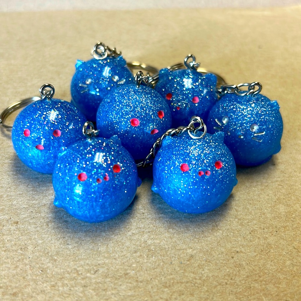 Blue Cartoon Animal Keychains Matte and Mirror pack